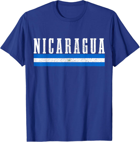 Nicaragua Flag Vintage Souvenir T-Shirt - T-Shirt | Royal