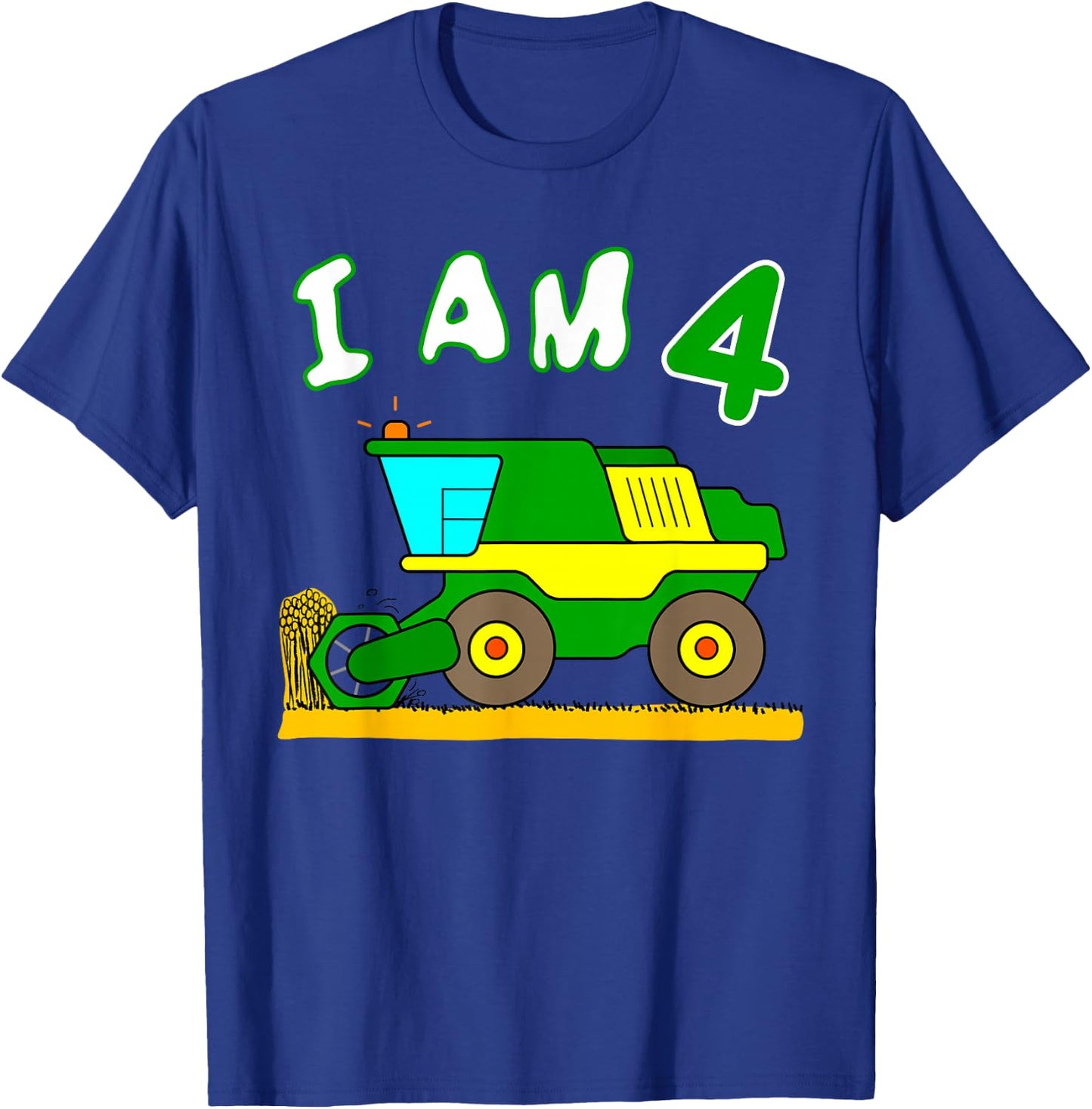 Combine Harvester Birthday 4 Year T-Shirt - T-Shirt | Royal