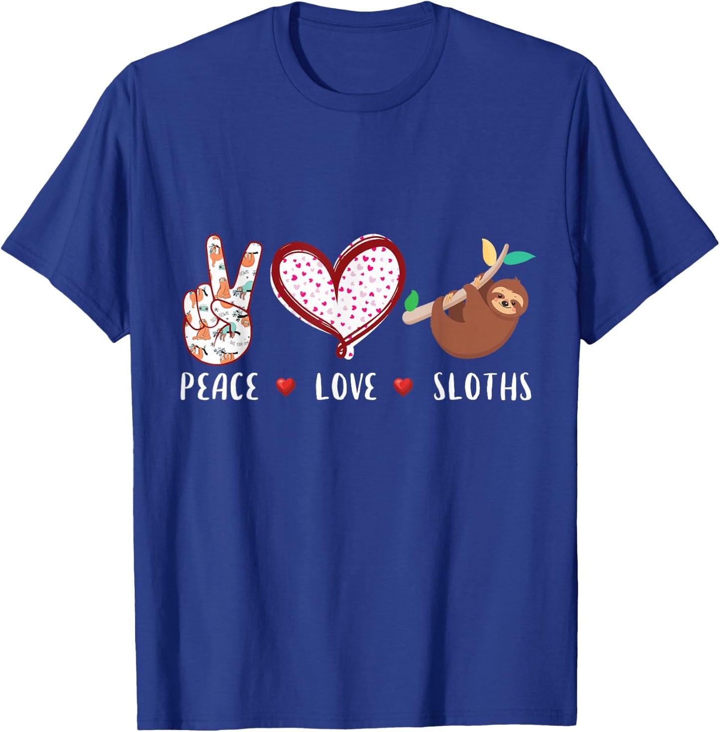 Peace Love Sloths Gifts Men Women Kids Boys & Girls Sloth T-Shirt - T-Shirt | Royal