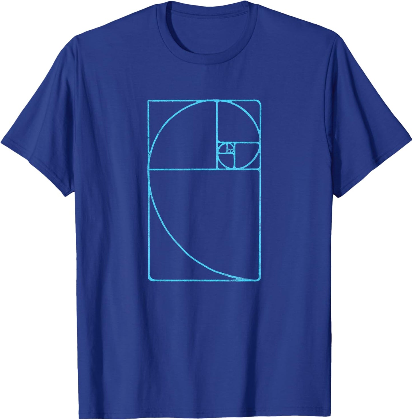 Blue Fibonacci Sequence Golden Ratio Spiral Distressed T-Shirt - T-Shirt | Royal