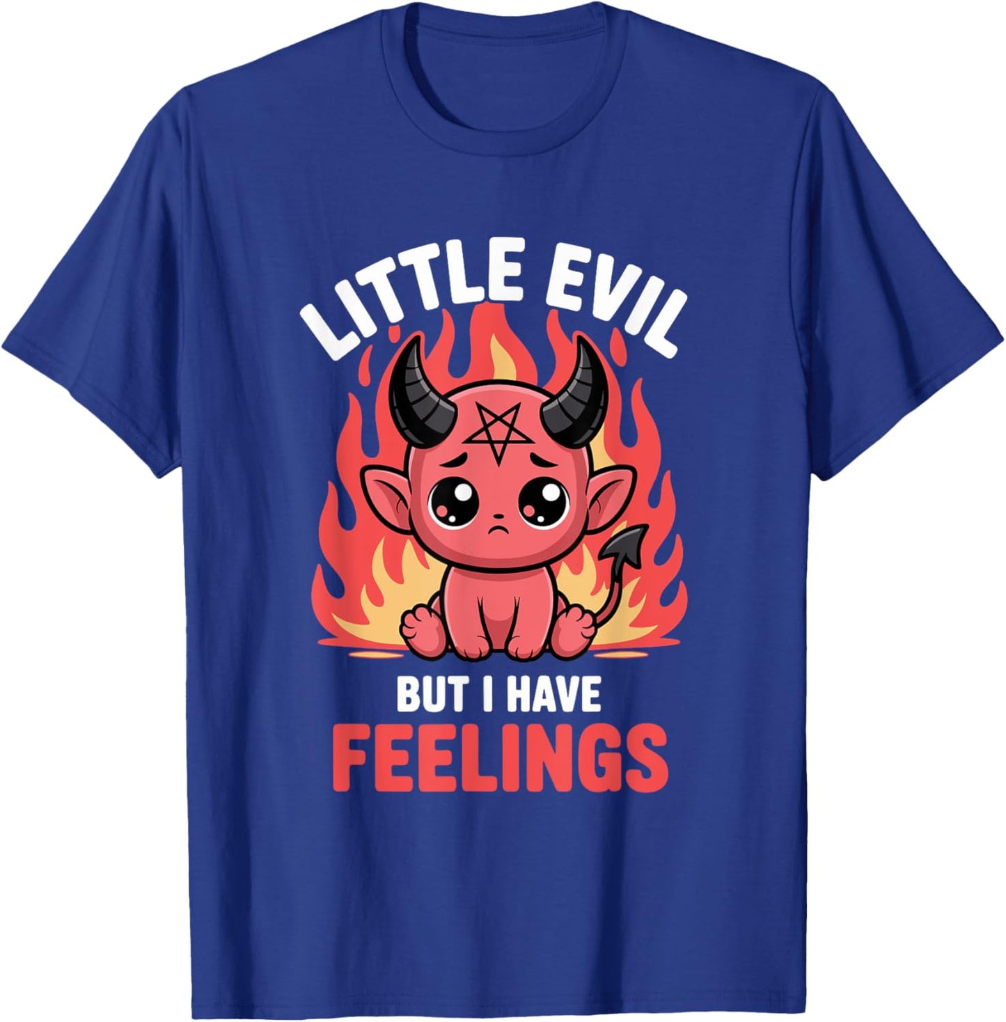 Cute Little Devil with Feelings Kawaii Fire Humor T-Shirt - T-Shirt | Royal