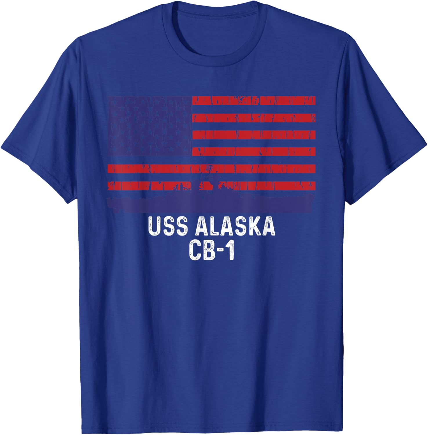 USS Alaska CB-1 Battleship Vintage American Flag Men T-Shirt - T-Shirt | Royal
