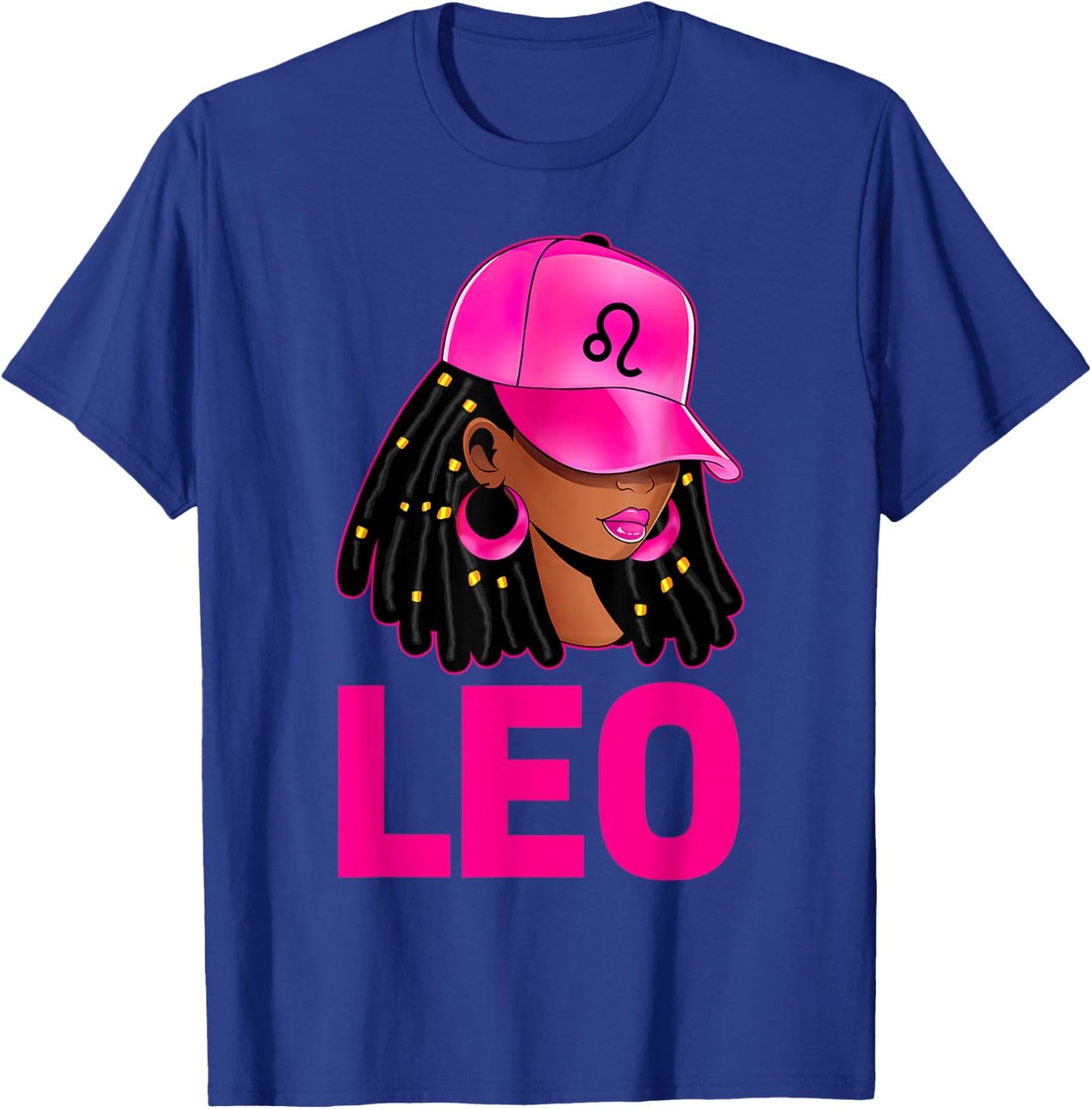 Leo Queen Loc'd Hair Black Woman Cap Zodiac Sign T-Shirt - T-Shirt | Royal
