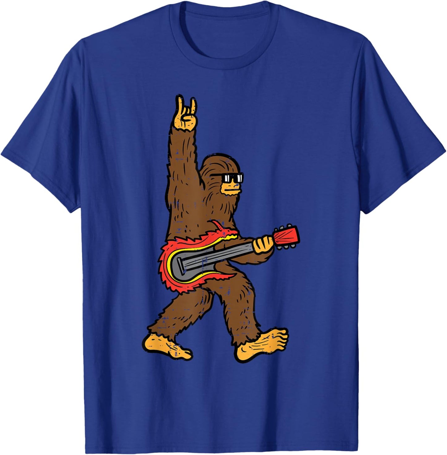 Rocker Bigfoot Sasquatch Guitar Rocknroll Rock Boys Kids Men T-Shirt - T-Shirt | Royal