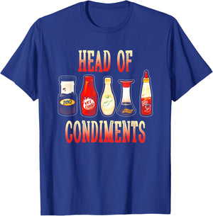 Head Of Condiments Barbecue BBQ Ketchup Mustard Sauce T-Shirt - T-Shirt | Royal
