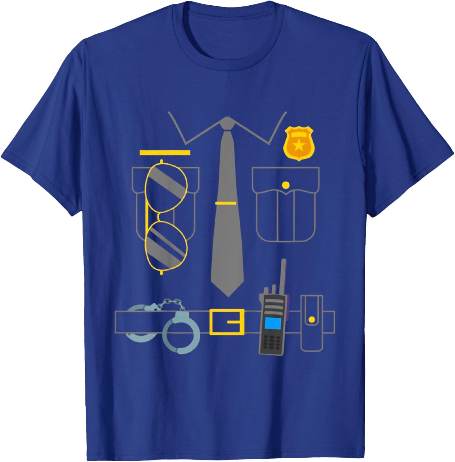 Kids Police Costume Cop Uniform Officer Outfit Halloween for Kids T-Shirt - T-Shirt | Royal