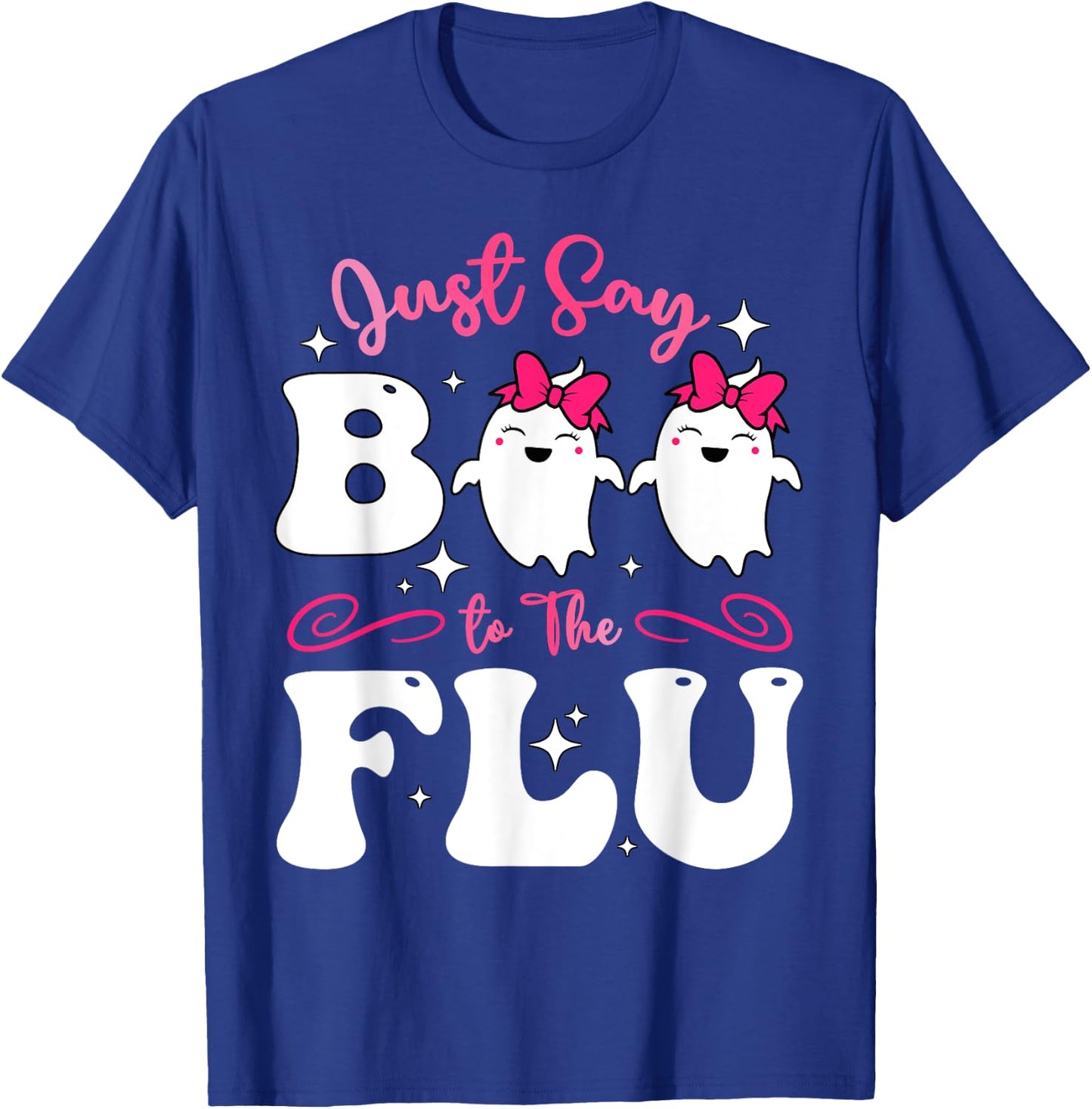 Say Boo To The Flu Halloween Coquette Bow Ghost Boo To Flu T-Shirt - T-Shirt | Royal
