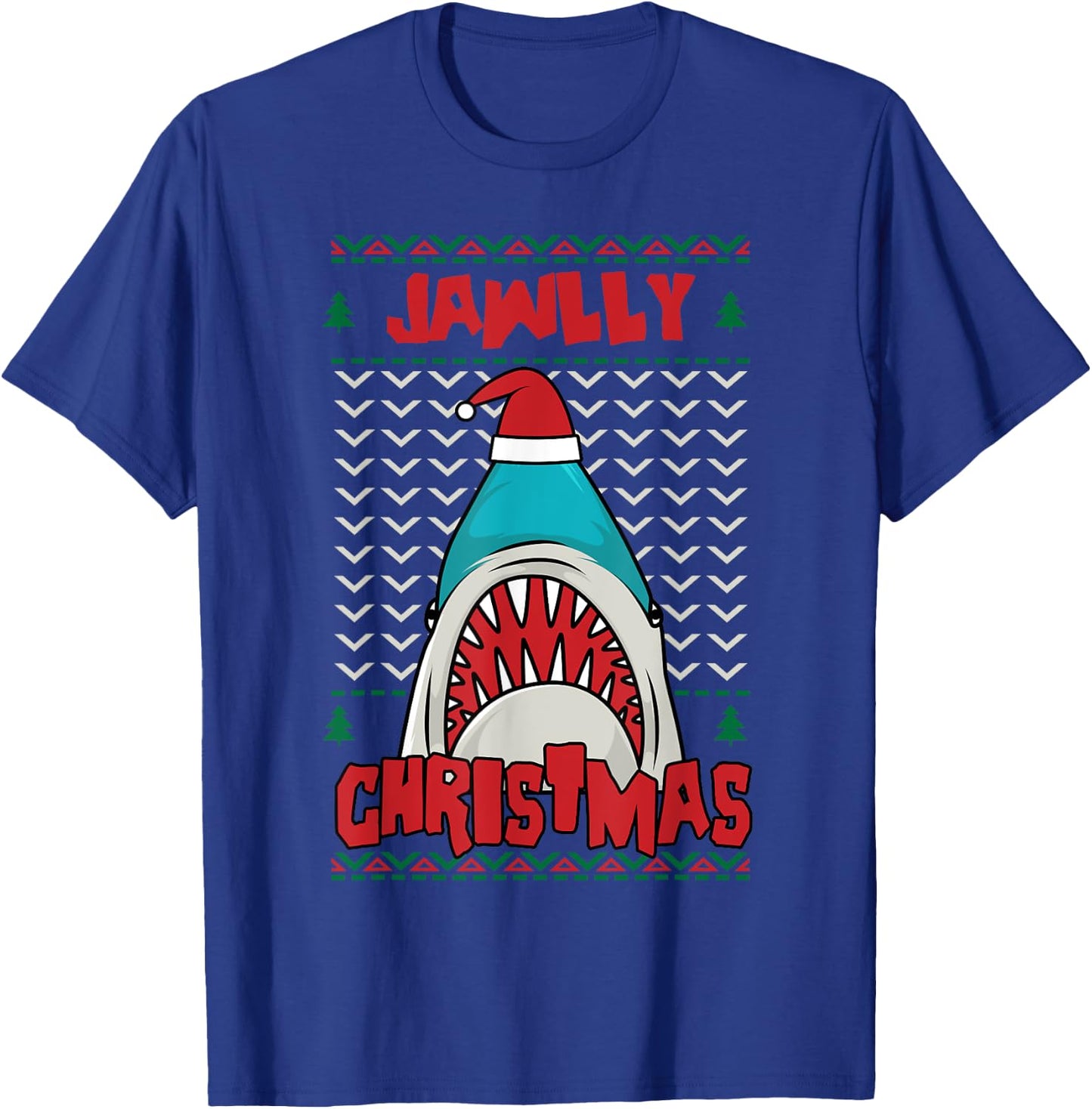 Jawlly X-mas Funny Shark Jaw Santa Ugly Christmas Jolly Pun T-Shirt - T-Shirt | Royal