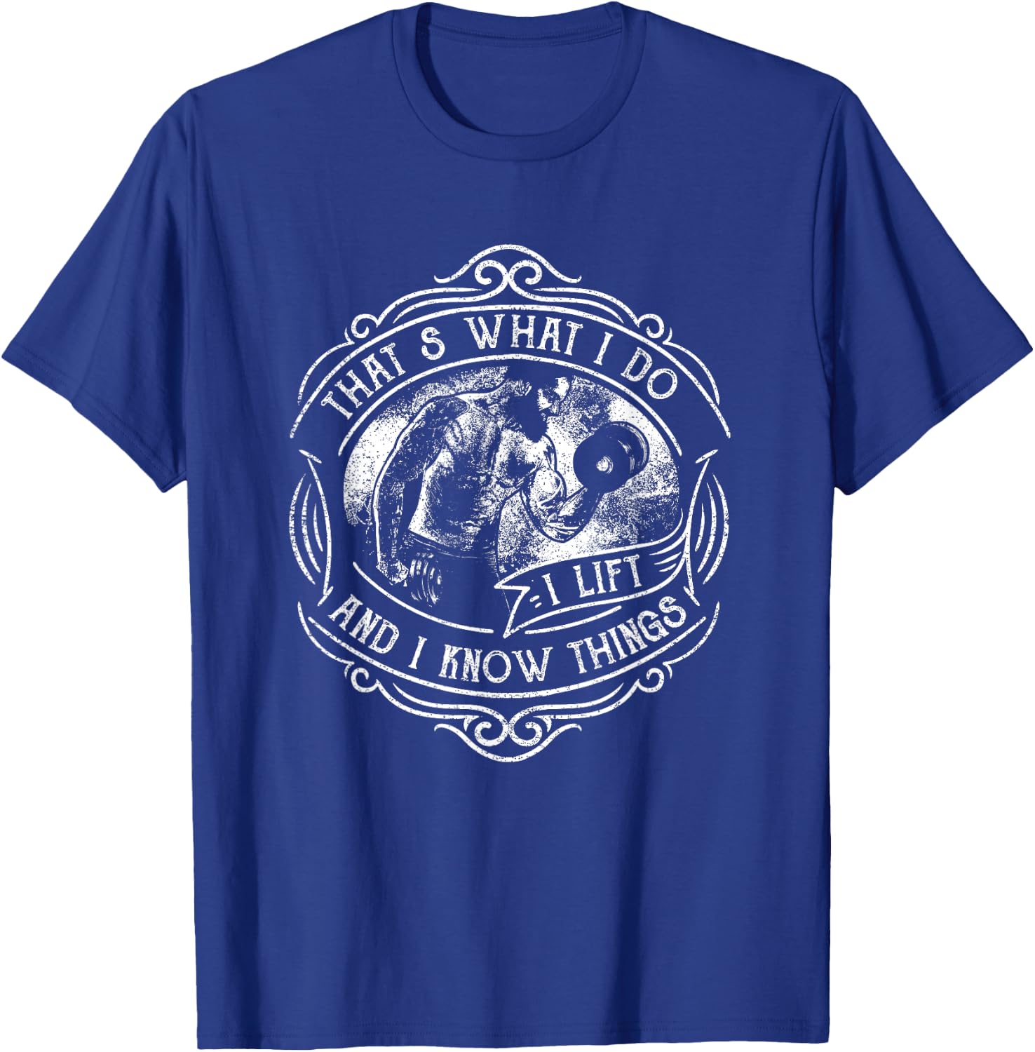 Weightlifting Humor Cool Gym Clothing Retro Bodybuilding T-Shirt - T-Shirt | Royal