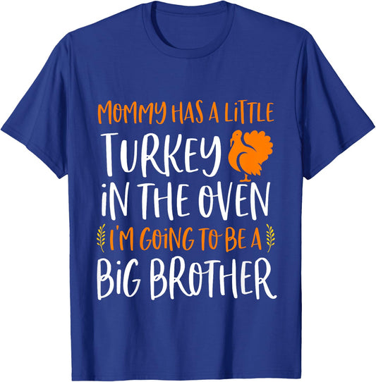 Kids Big Brother Thanksgiving Pregnancy Announcement Shirt Fall T-Shirt - T-Shirt | Royal