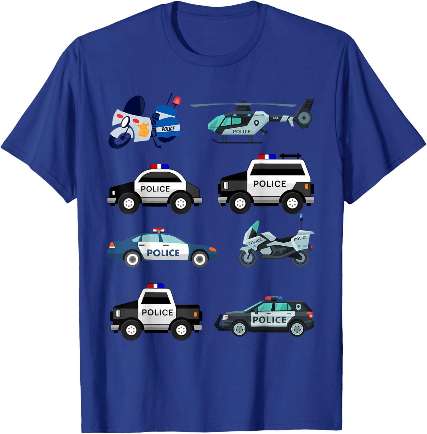 Police Vehicles for Kids Men Women Cop Cars Boys Toddler T-Shirt - T-Shirt | Royal