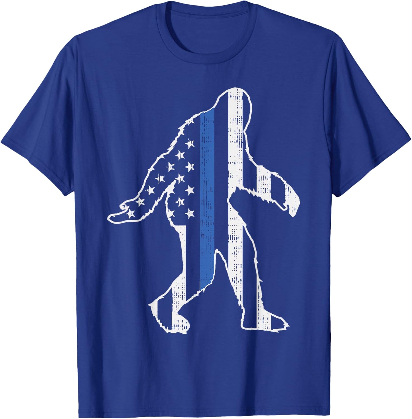 Thin Blue Line Bigfoot Law Enforcement LE Cop US Flag Police T-Shirt - T-Shirt | Royal