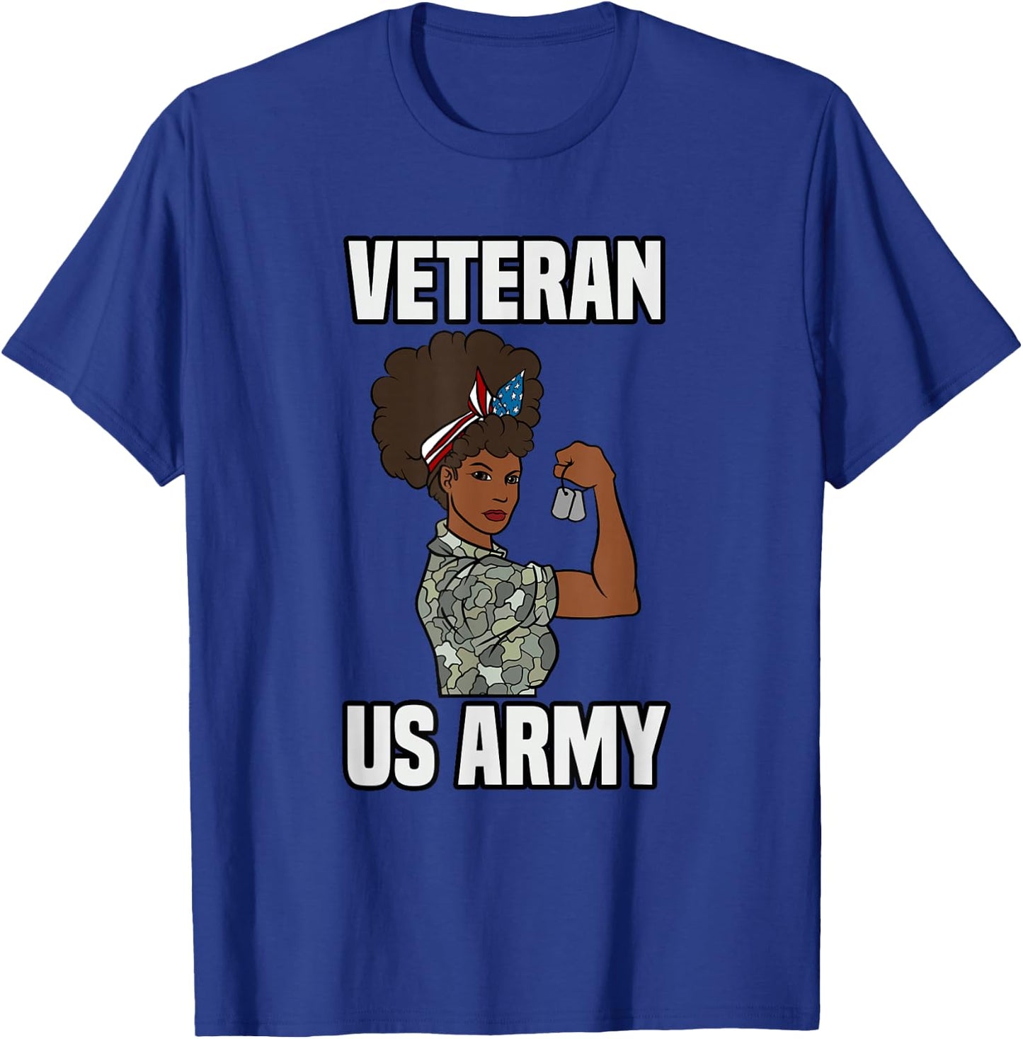 Female Melanin Veteran of the US Army Soldier Veterans Day T-Shirt - T-Shirt | Royal