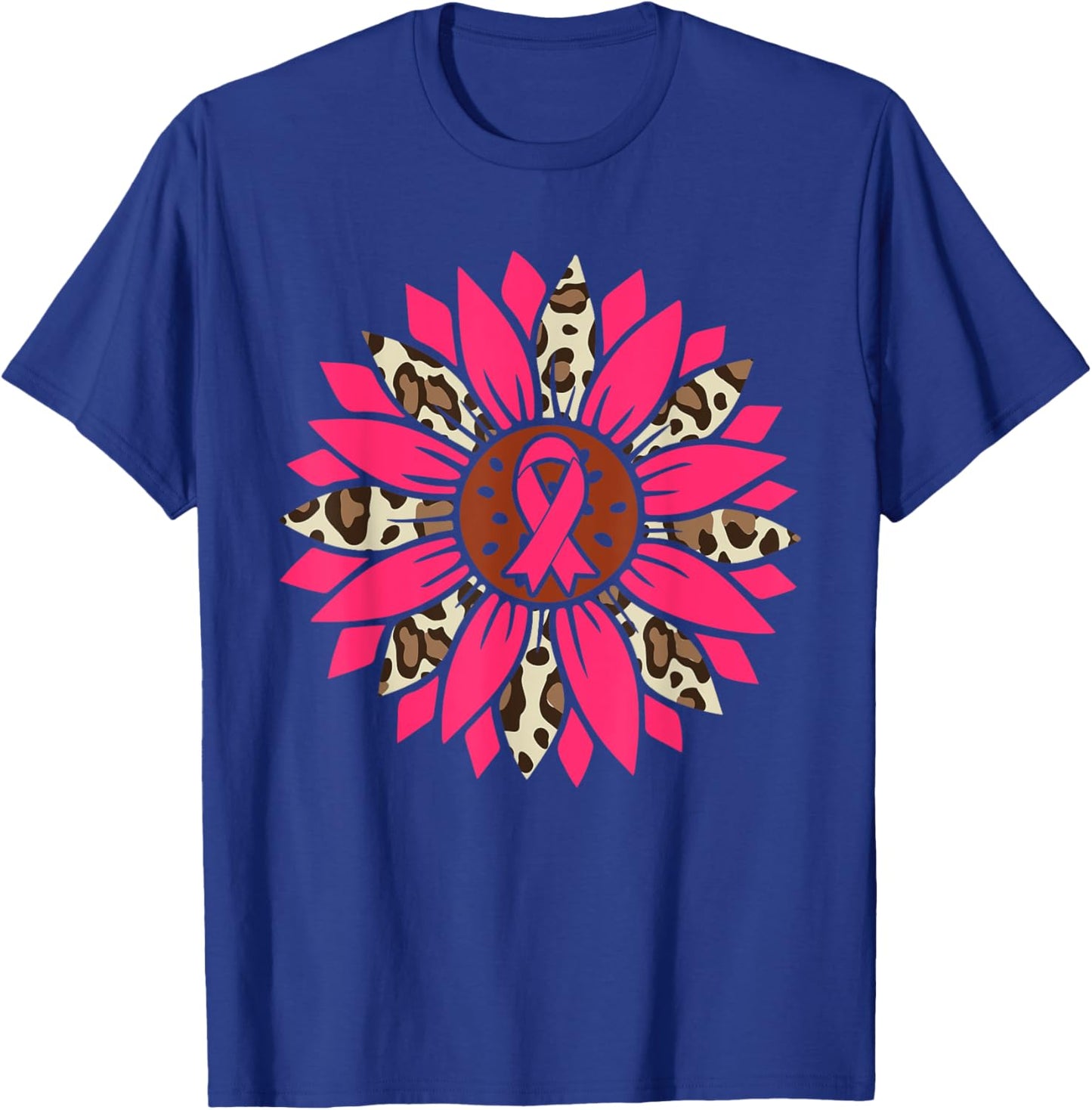 Sunflower Pink Breast Cancer Awareness Women Warrior T-Shirt - T-Shirt | Royal