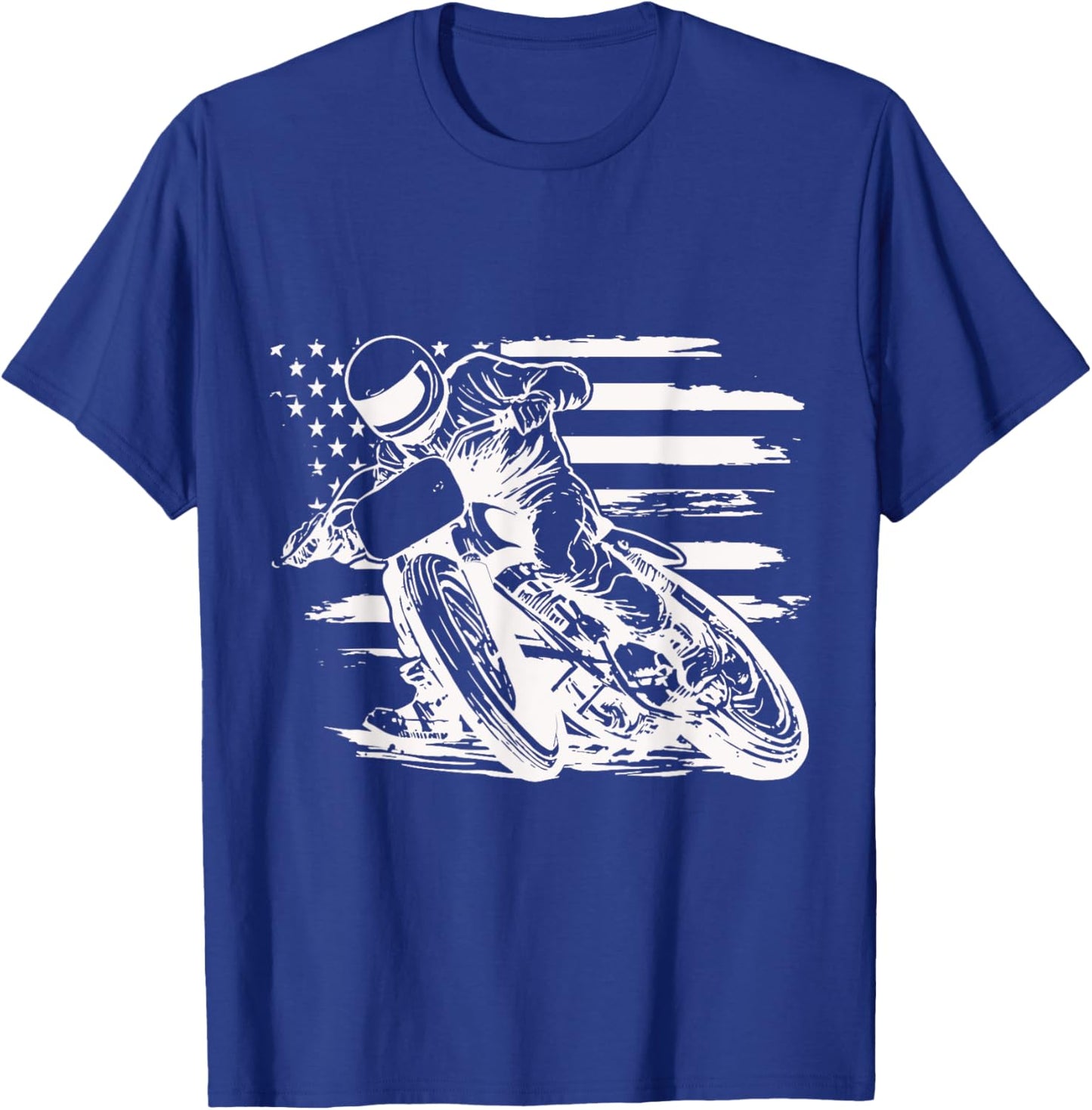 Dirt Bike American Flag Motocross Biker 4th Of July T-Shirt - T-Shirt | Royal
