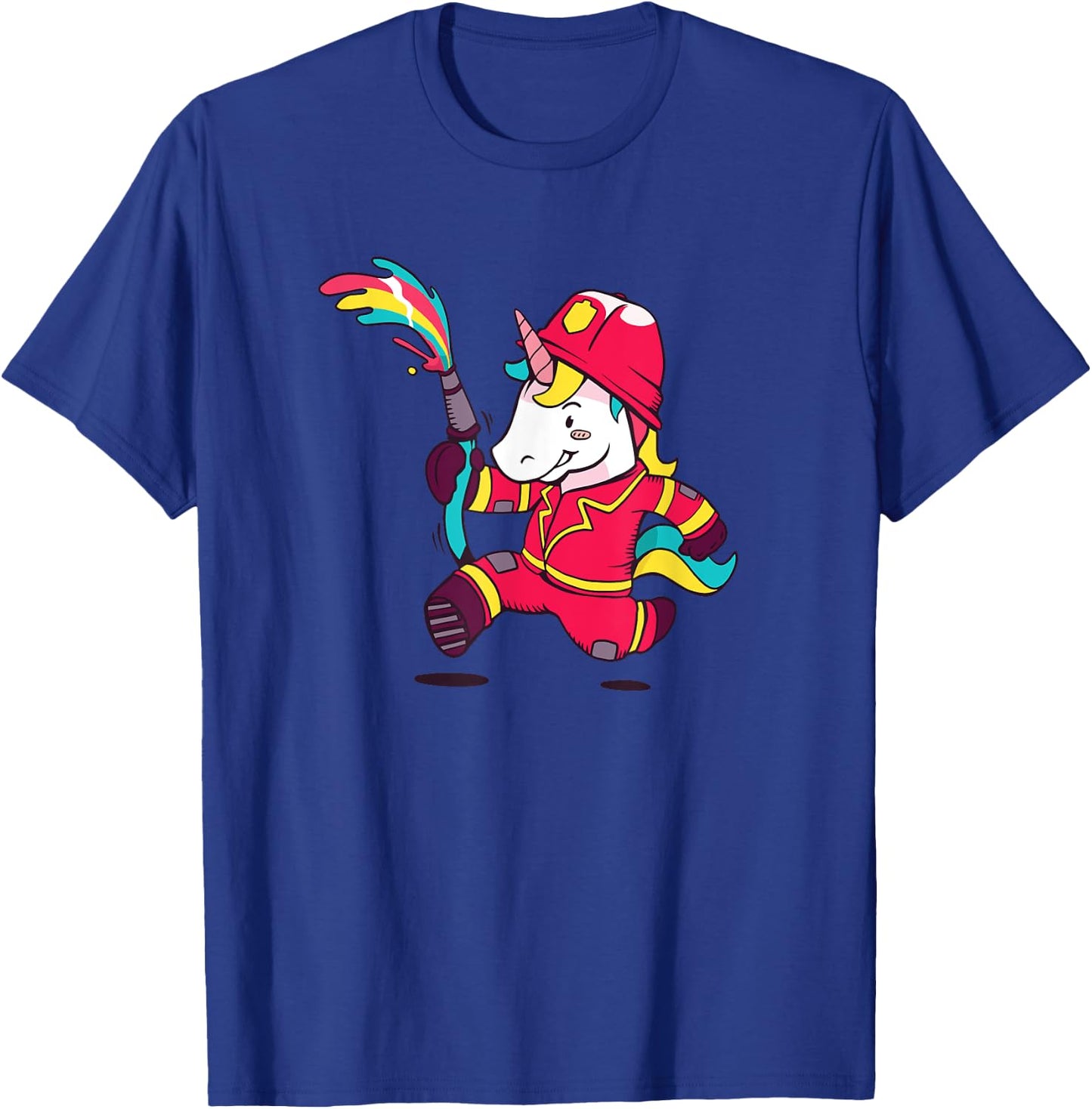 Unicorn Firefighter Cute Fireman Gift Kids Girls T-Shirt - T-Shirt | Royal