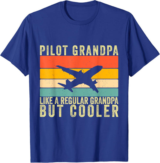 Pilot Grandpa Design Father Day T-Shirt - T-Shirt | Royal