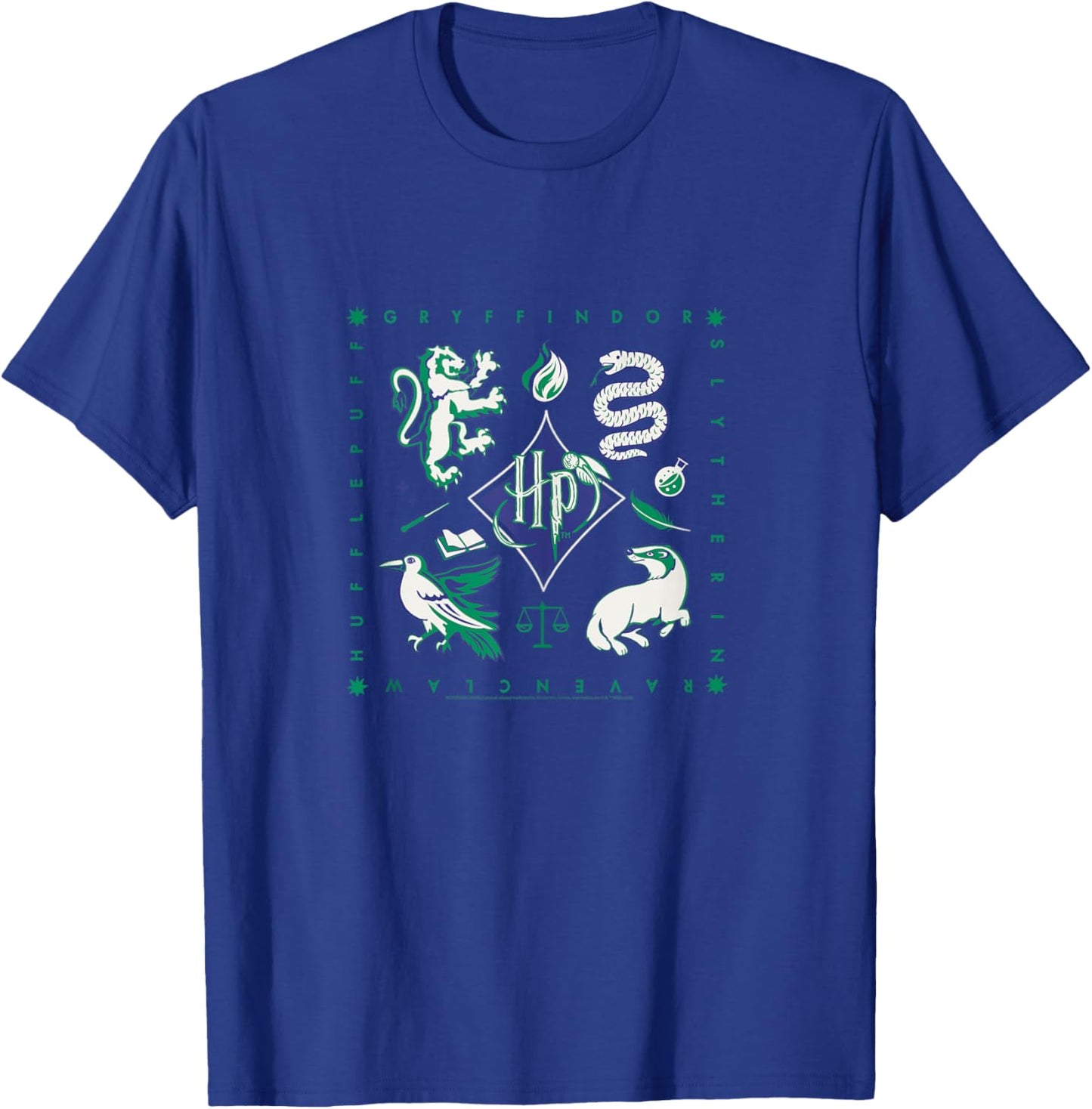 Amazon Essentials Harry Potter Hogwarts Houses Square T-Shirt - T-Shirt | Royal