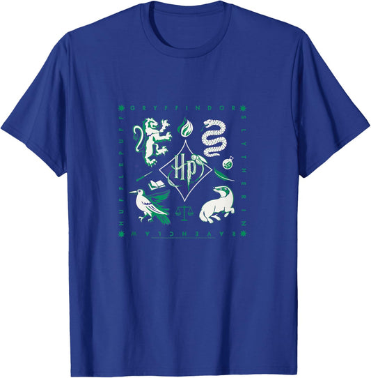 Amazon Essentials Harry Potter Hogwarts Houses Square T-Shirt - T-Shirt | Royal