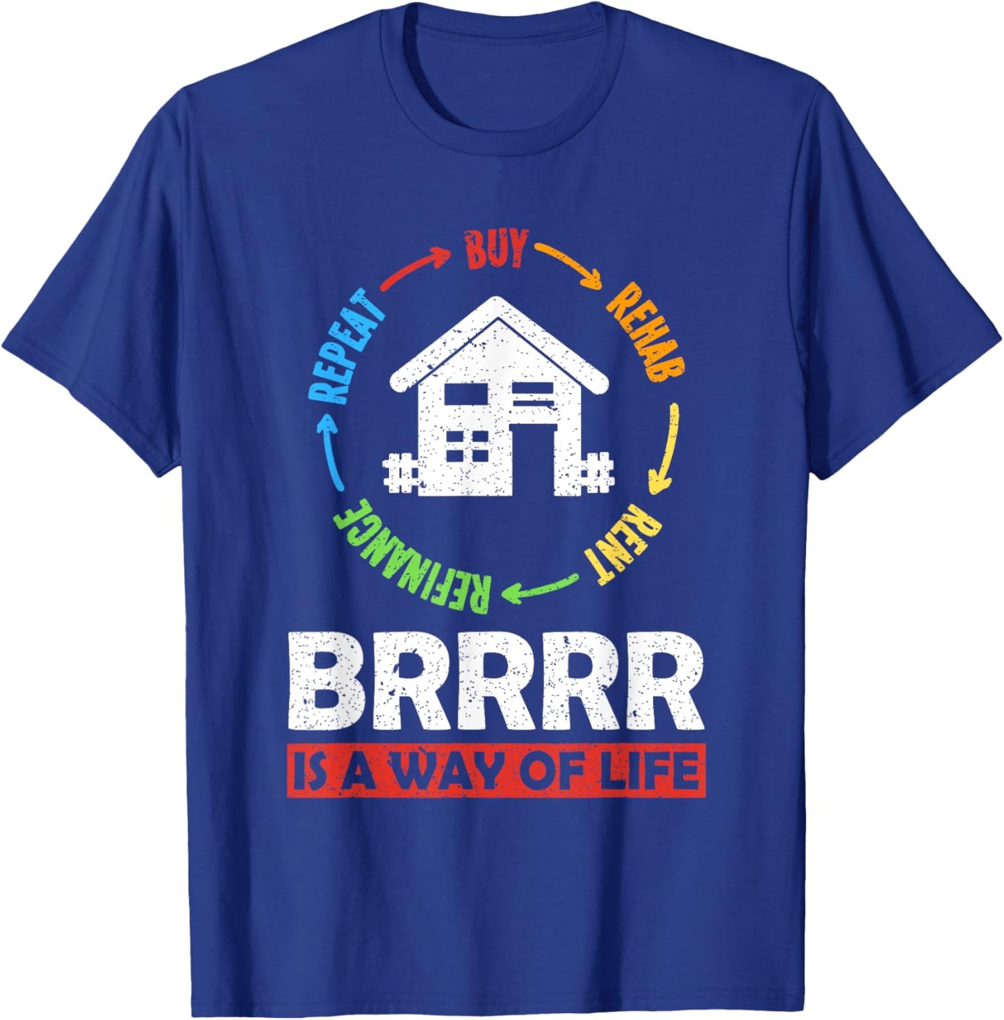Buy Rehab Rent Refinance Repeat BRRRR Real Estate Investor T-Shirt - T-Shirt | Royal
