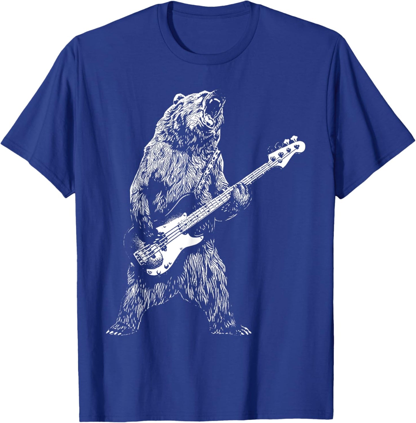 Bear Playing Bass Guitar Shirt Animal Playing Guitar T-Shirt - T-Shirt | Royal