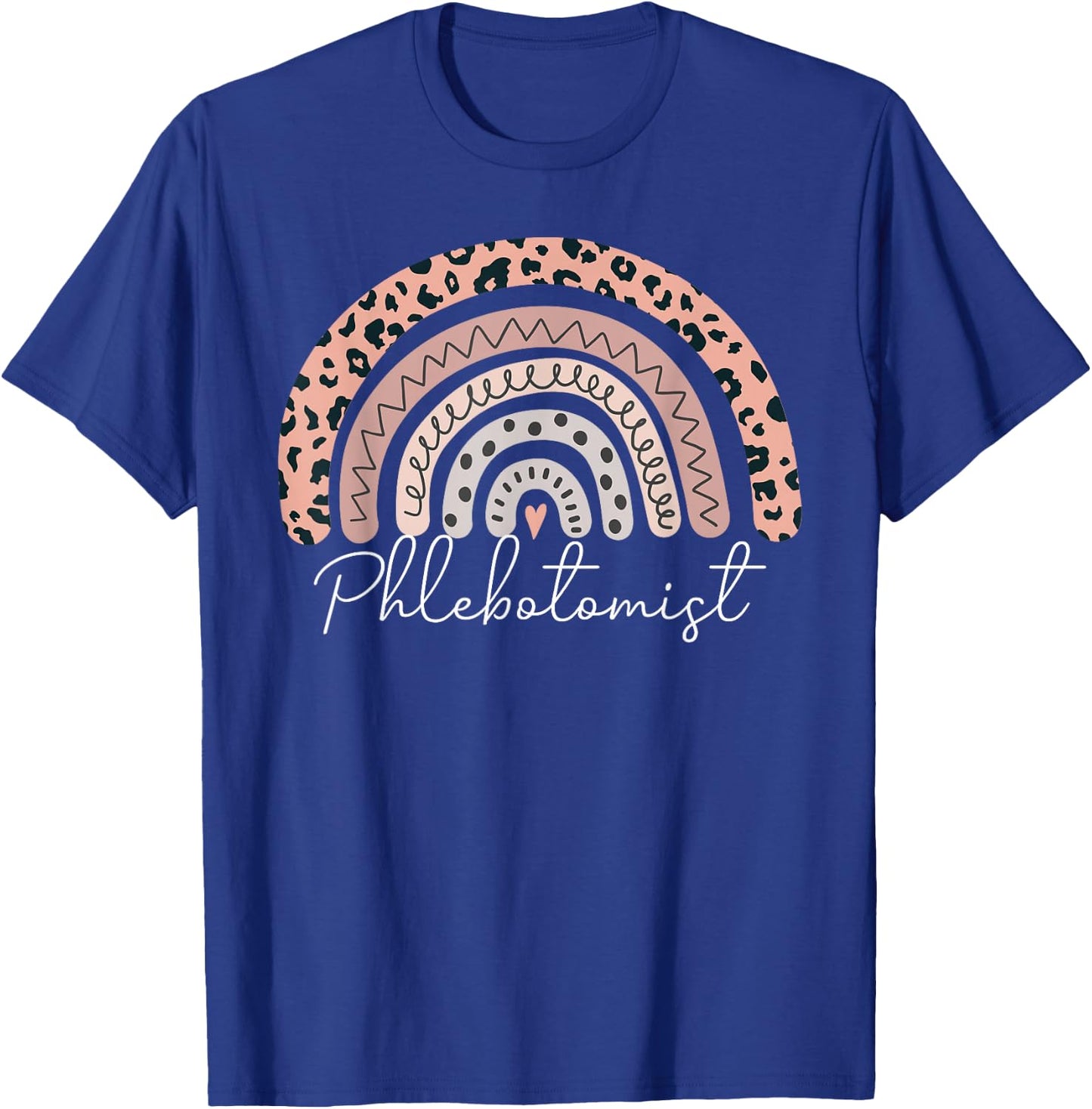 Phlebotomist Leopard Rainbow Phlebotomy Nurse Technician T-Shirt - T-Shirt | Royal