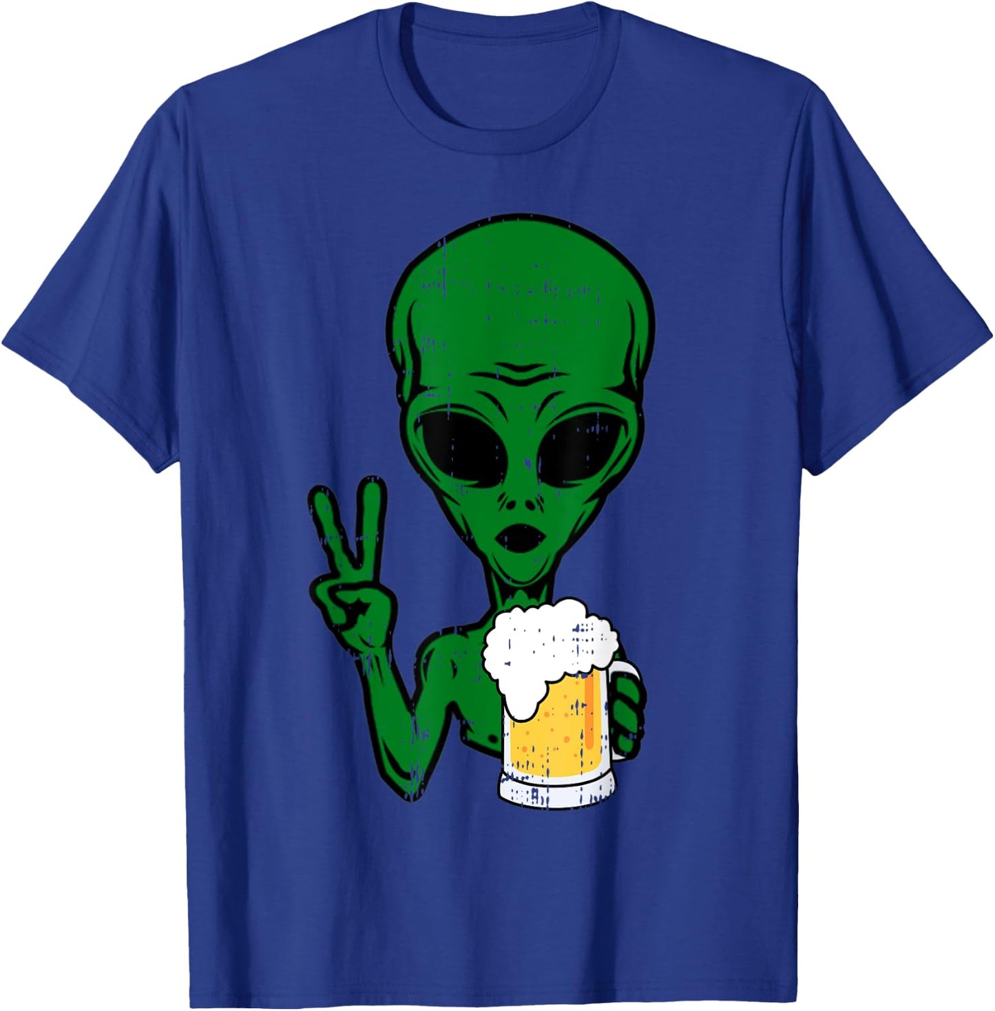 Area-51 Alien Beer Peace Sign Lazy Drinking Halloween Gift T-Shirt - T-Shirt | Royal