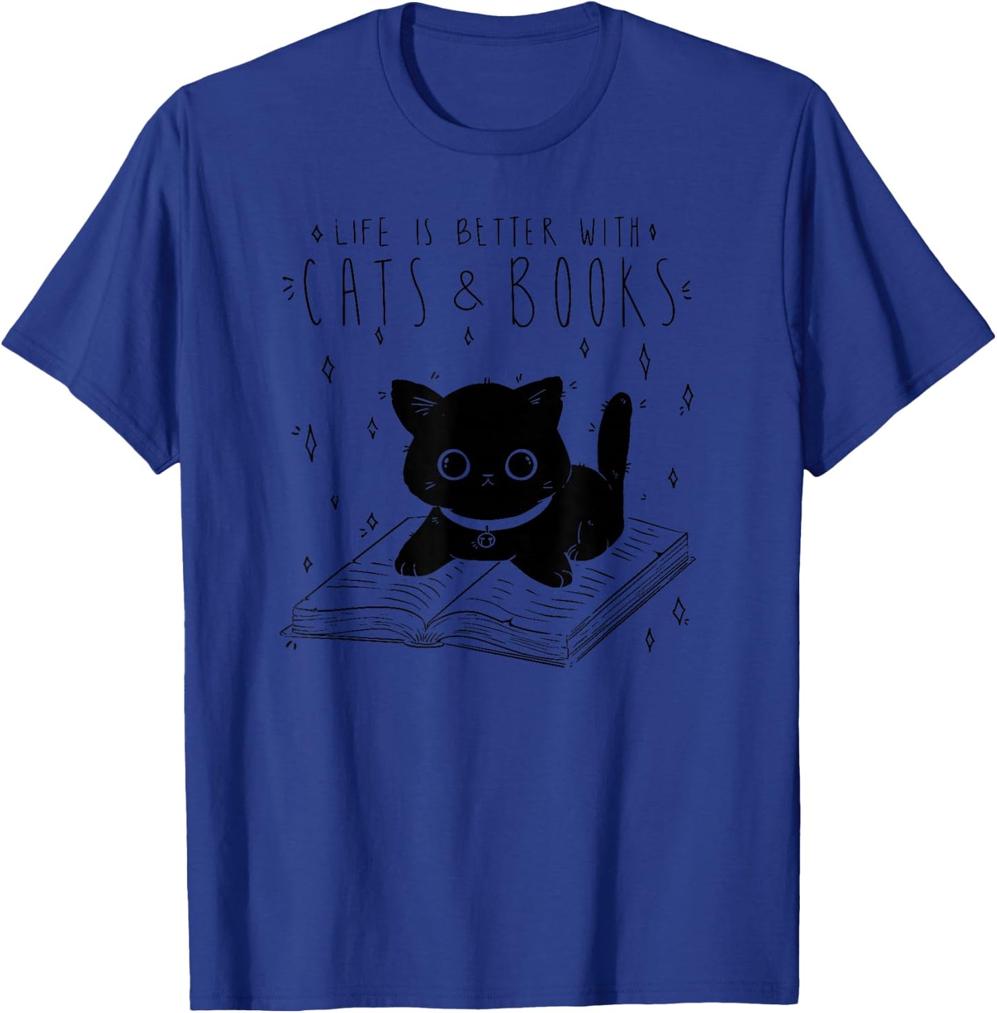 Life is Better with Cats & Books Lover Book Nerd Librarian T-Shirt - T-Shirt | Royal