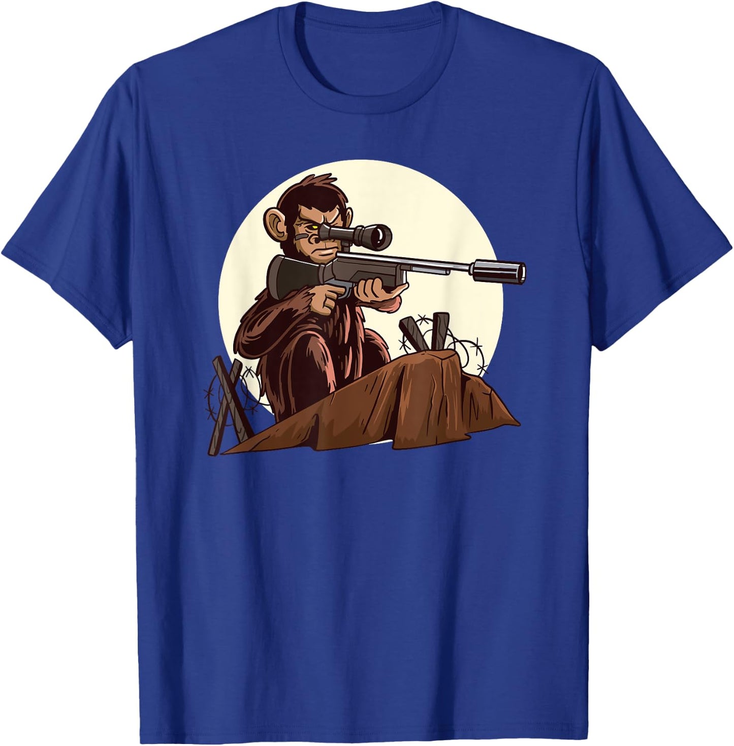 Monkey with a rifle funny gaming video game gift T-Shirt - T-Shirt | Royal