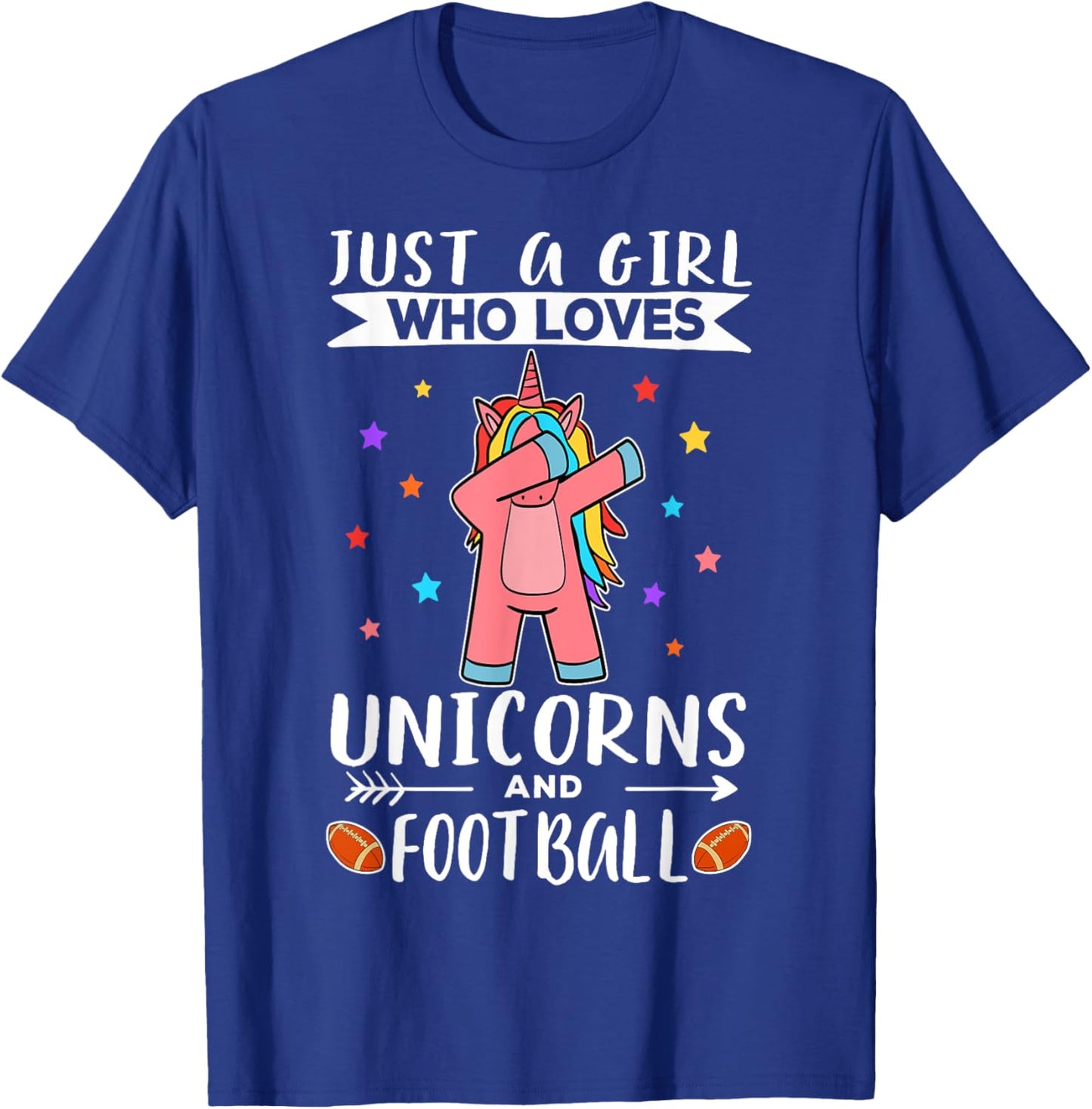Just A Girl Who Loves Unicorns And Football Unicorn T-Shirt - T-Shirt | Royal