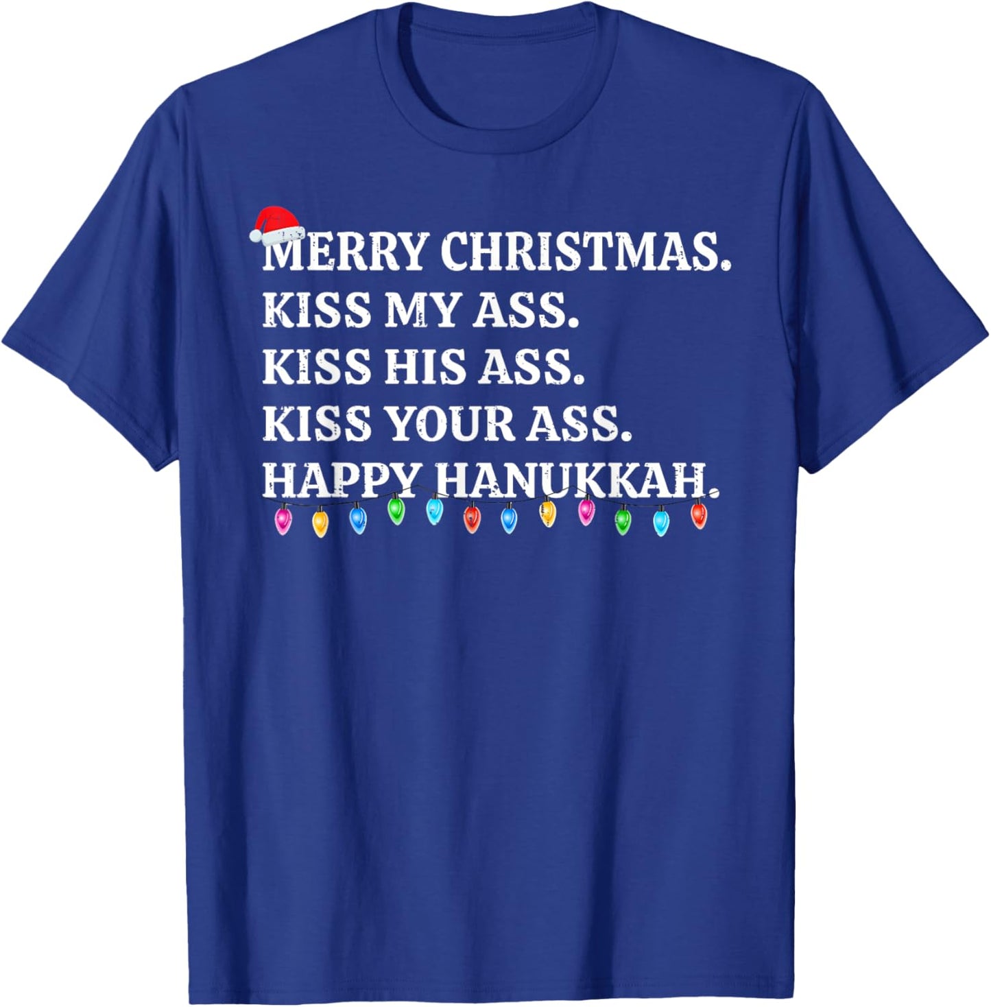 Merry Christmas Funny Kiss My Ass Xmas Men & Women -Adults Black Small Modern Short Sleeve Winter T-Shirt - T-Shirt | Royal