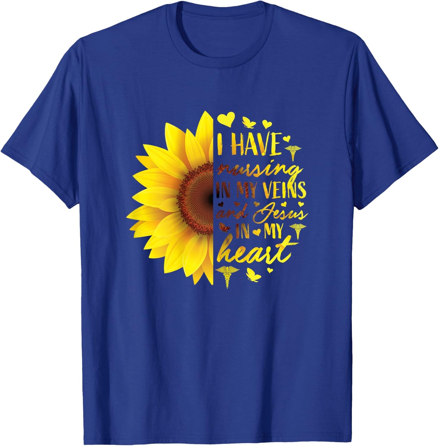 Cute Christian Nurse Shirts Women Sunflower Her RN Gifts LPN T-Shirt - T-Shirt | Royal