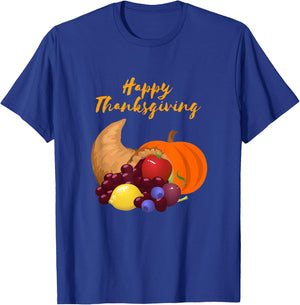 Happy Thanksgiving Cornucopia design T-Shirt - T-Shirt | Royal