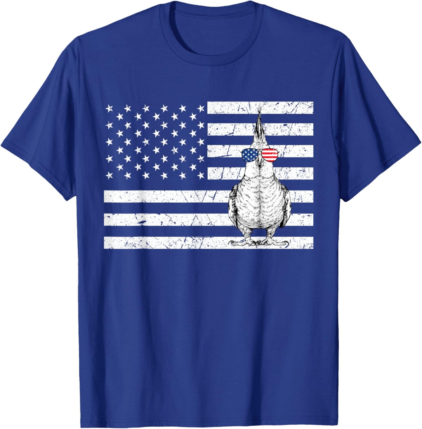Cockatiel 4th of July Bird US American Flag Patriotic T-Shirt - T-Shirt | Royal