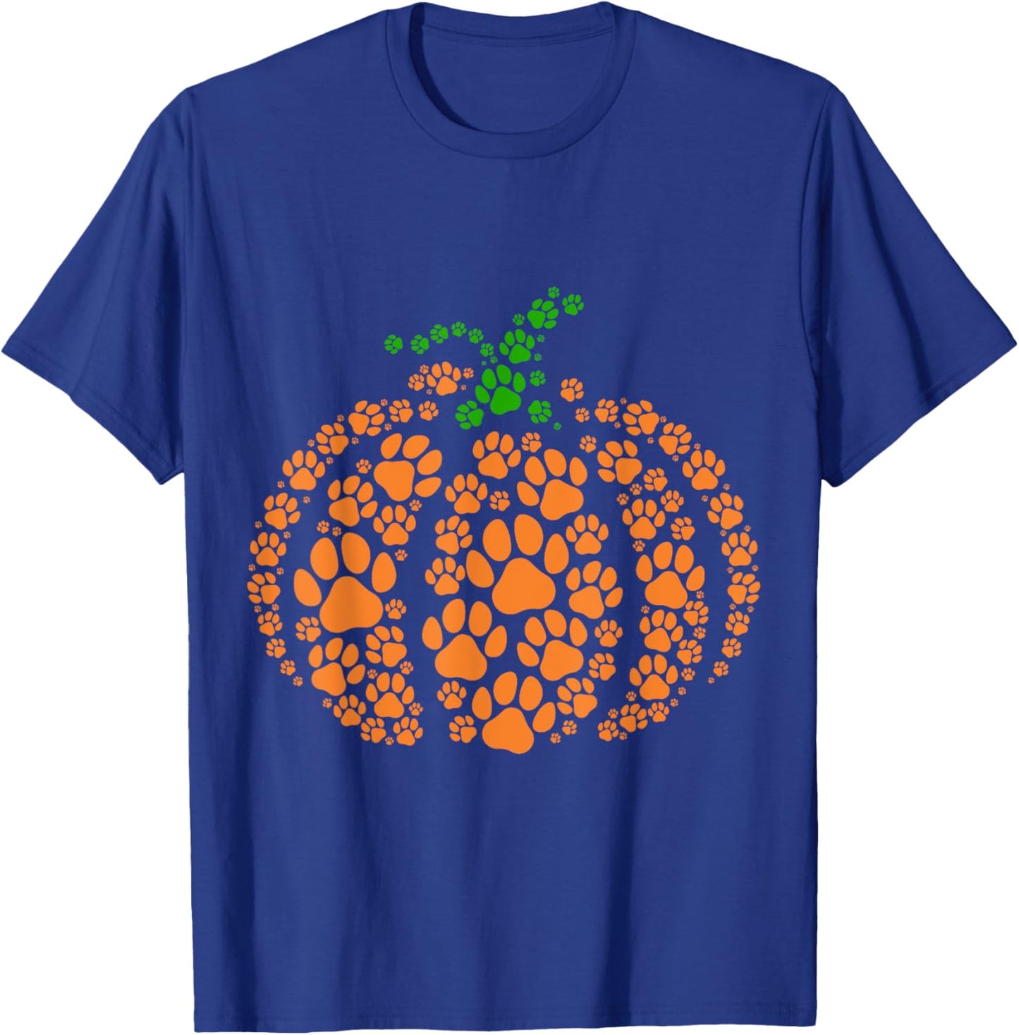 Paw Print Pumpkin Halloween Dog Cat Lover T-Shirt - T-Shirt | Royal