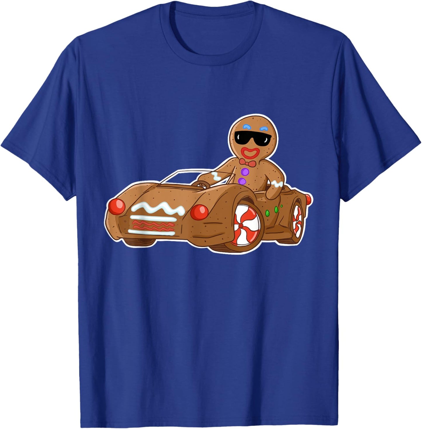 Cool Gingerbread Man riding car T-Shirt - T-Shirt | Royal