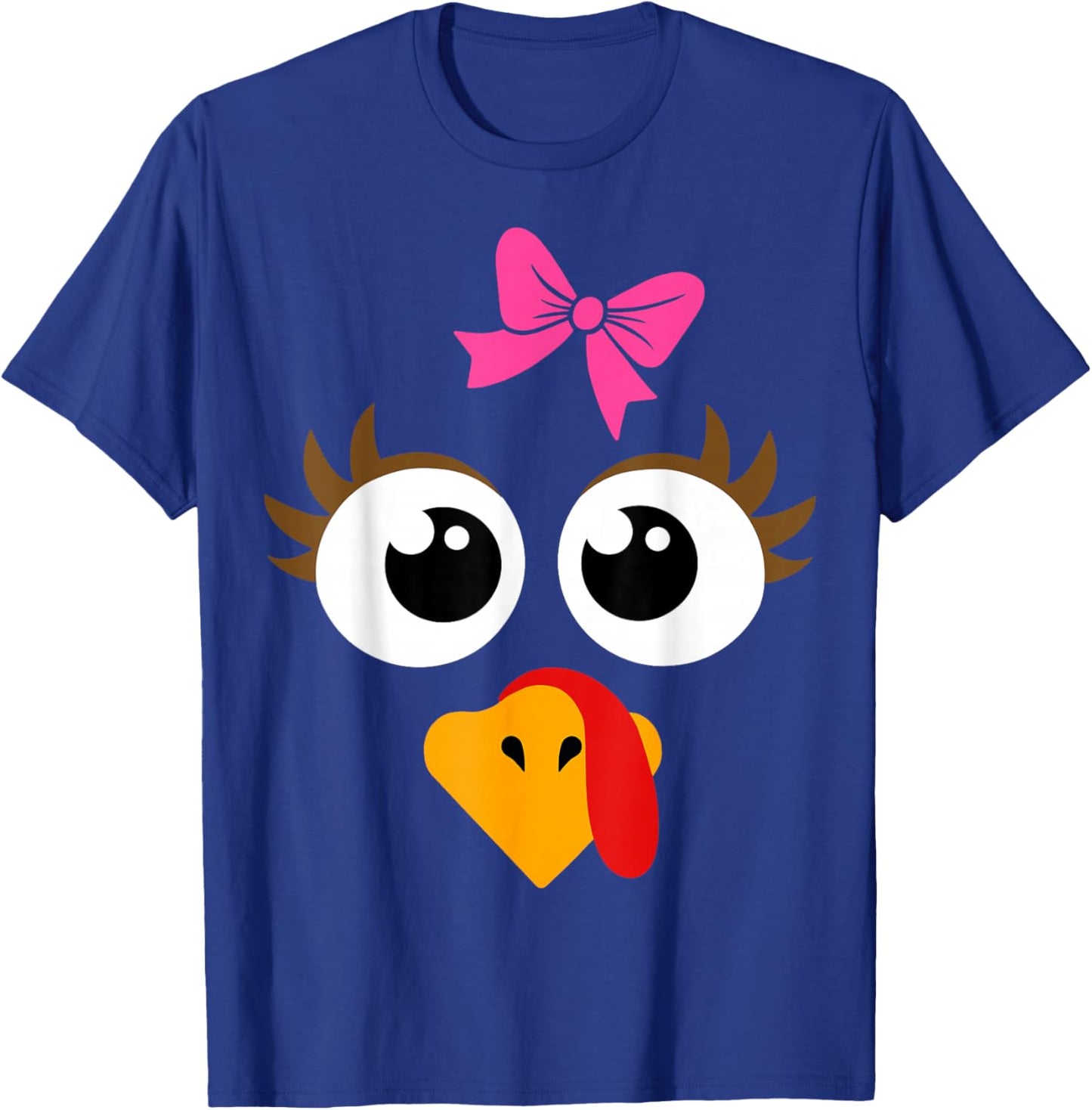 Cute Thanksgiving Turkey Face Shirt Women Girls Turkey Day T-Shirt - T-Shirt | Royal