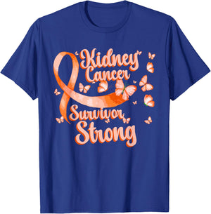 Kidney Cancer Awareness Survivor Butterfly Orange Ribbon T-Shirt - T-Shirt | Royal