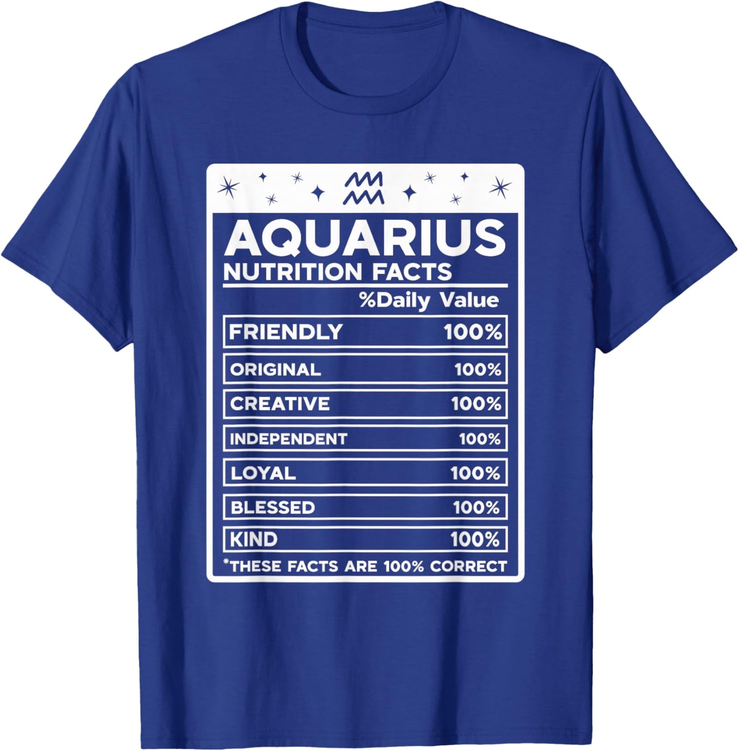 Aquarius Nutritional Style Zodiac Design, Aquarius T-Shirt - T-Shirt | Royal