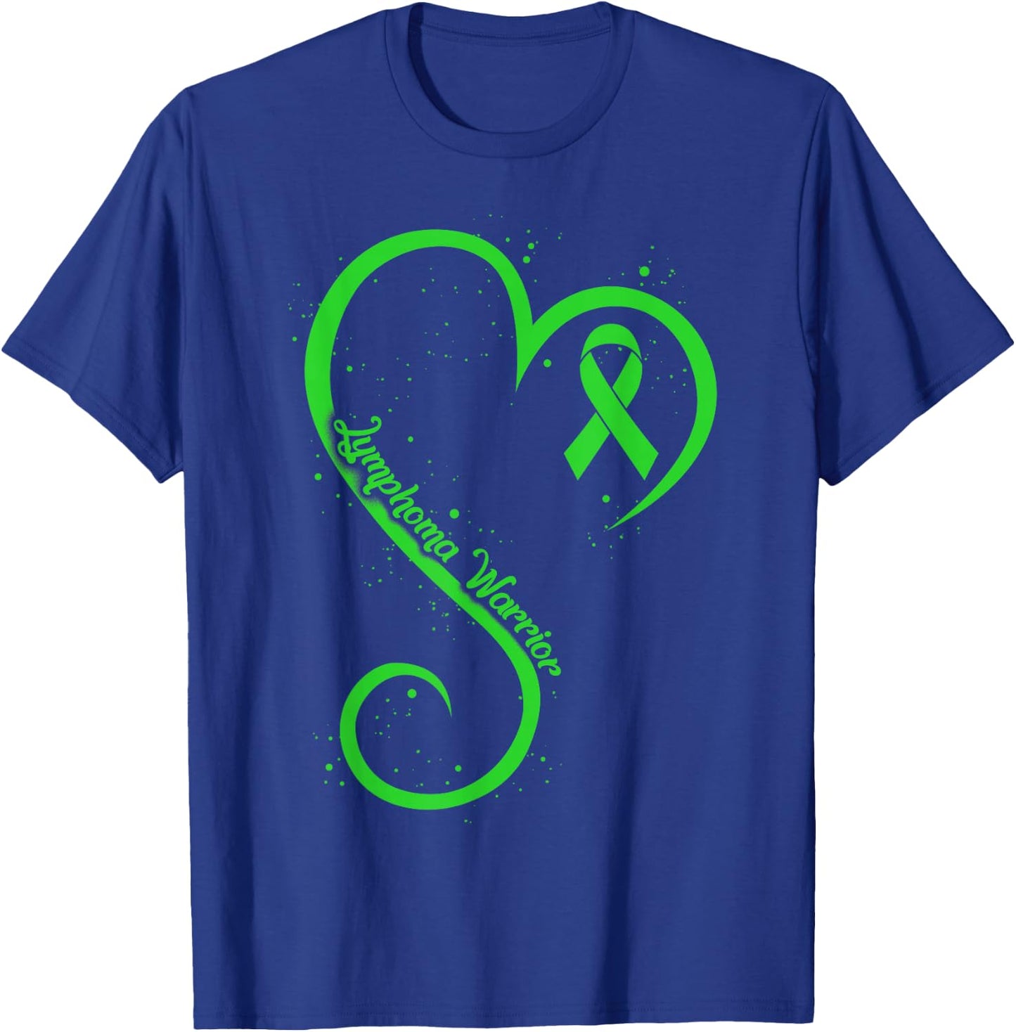 Non Hodgkins Lymphoma Warrior Heart Ribbon Lime Green Cancer T-Shirt - T-Shirt | Royal
