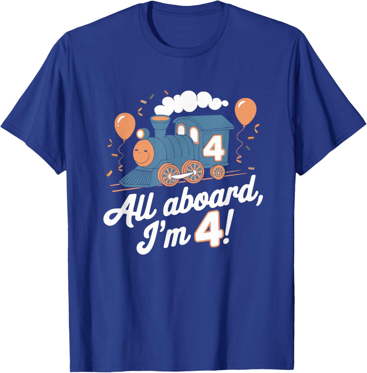 Train 4th Birthday All Aboard I'm 4 Design For Kids T-Shirt - T-Shirt | Royal