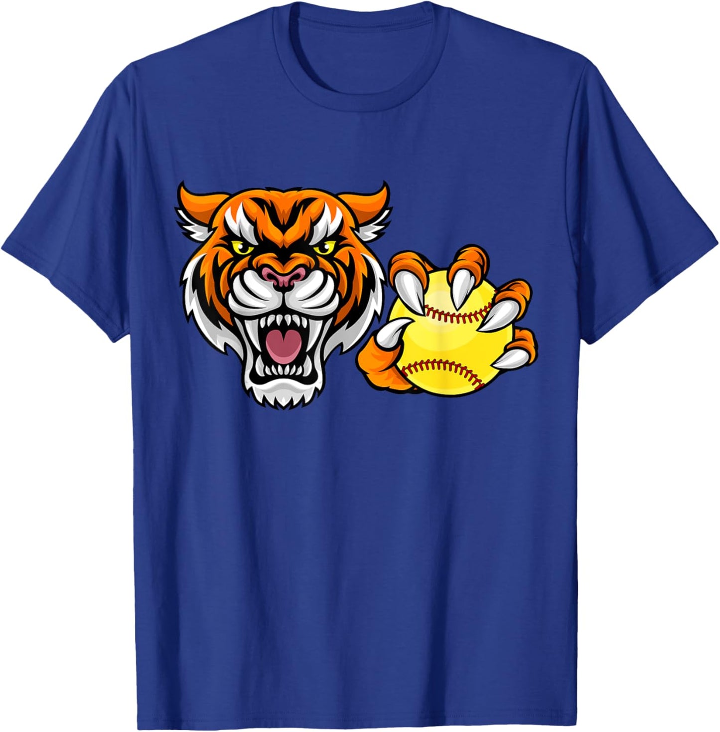 Tiger softball ball cartoon character design T-Shirt - T-Shirt | Royal