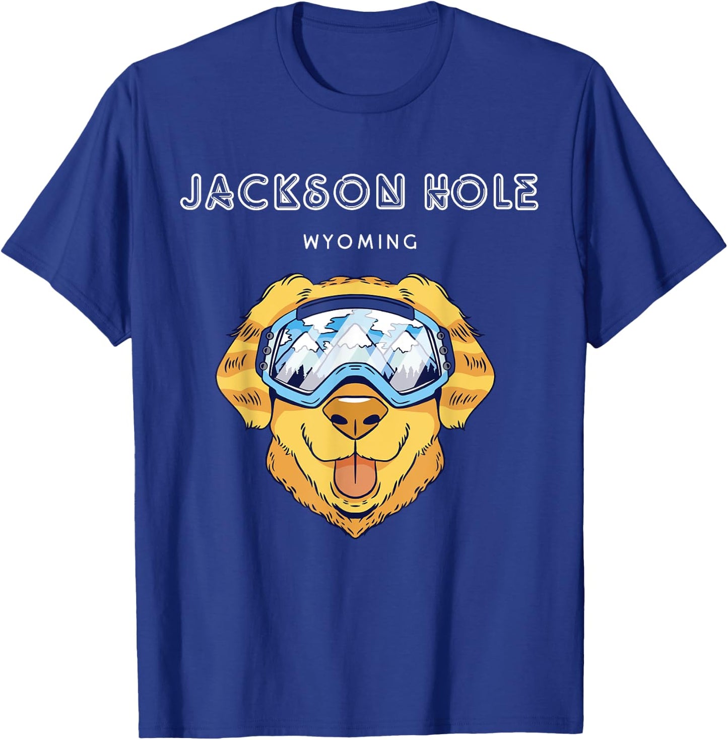 Jackson Hole Wyoming - Funny Dog Ski Googles T-Shirt - T-Shirt | Royal