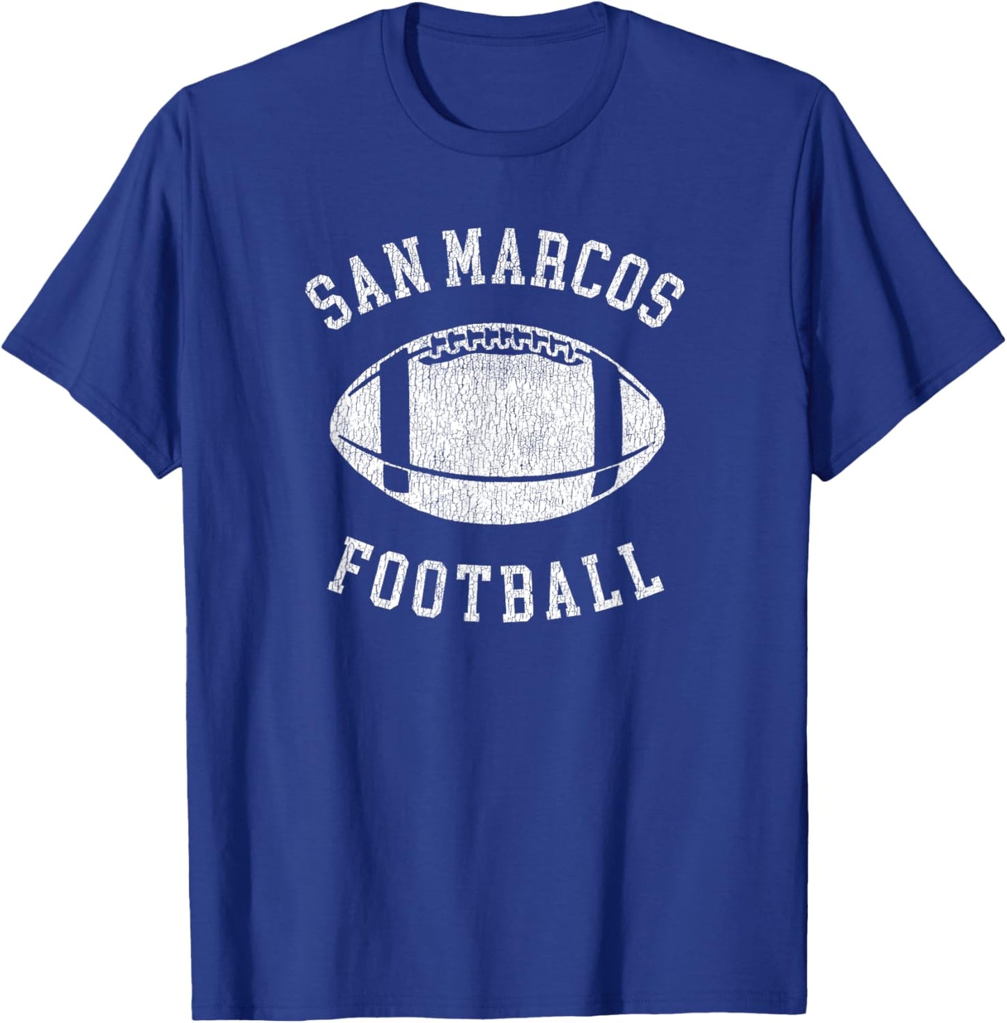 San Marcos Football Distressed Vintage 80's Throwback T-Shirt - T-Shirt | Royal