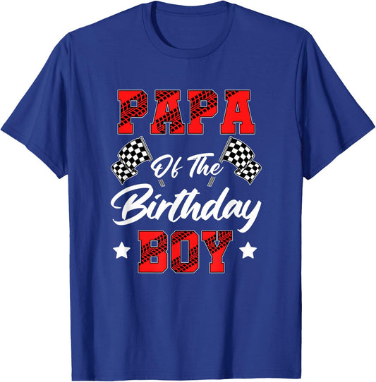 Race Car Papa Of The Birthday Boy Racing Family Pit Crew T-Shirt - T-Shirt | Royal