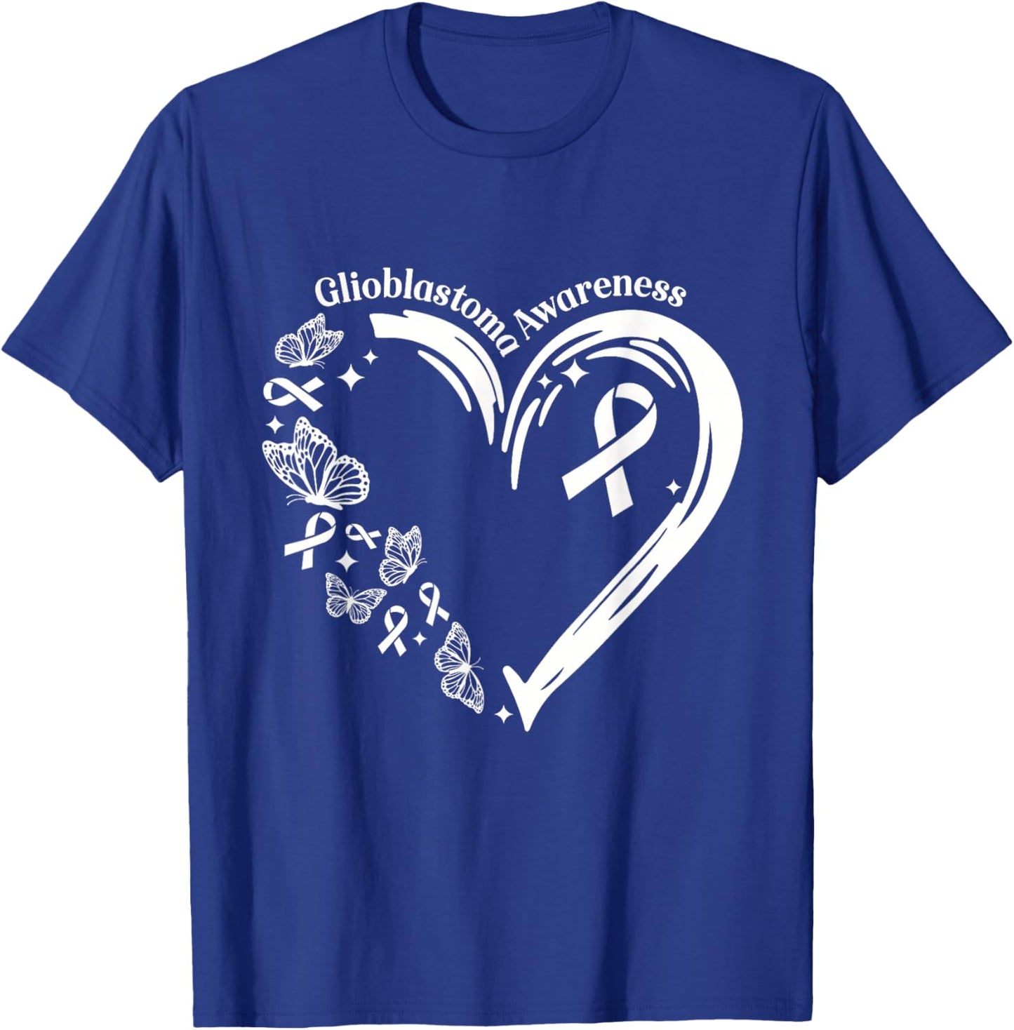 Glioblastoma I Wear Grey For Glioblastoma Awareness Heart T-Shirt - T-Shirt | Royal
