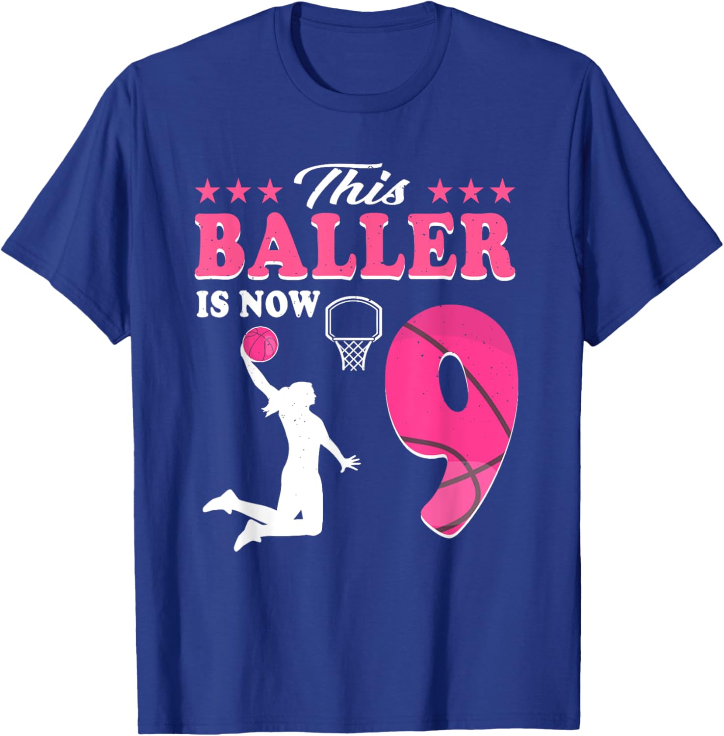 This Baller Is Now 9 Year Old Basketball 9th Birthday T-Shirt - T-Shirt | Royal