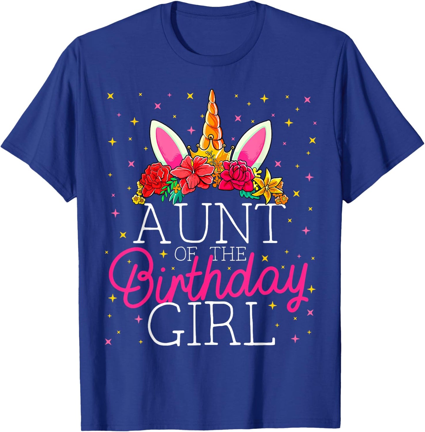 Aunt of the Birthday Girl Unicorn Matching Family T-Shirt - T-Shirt | Royal