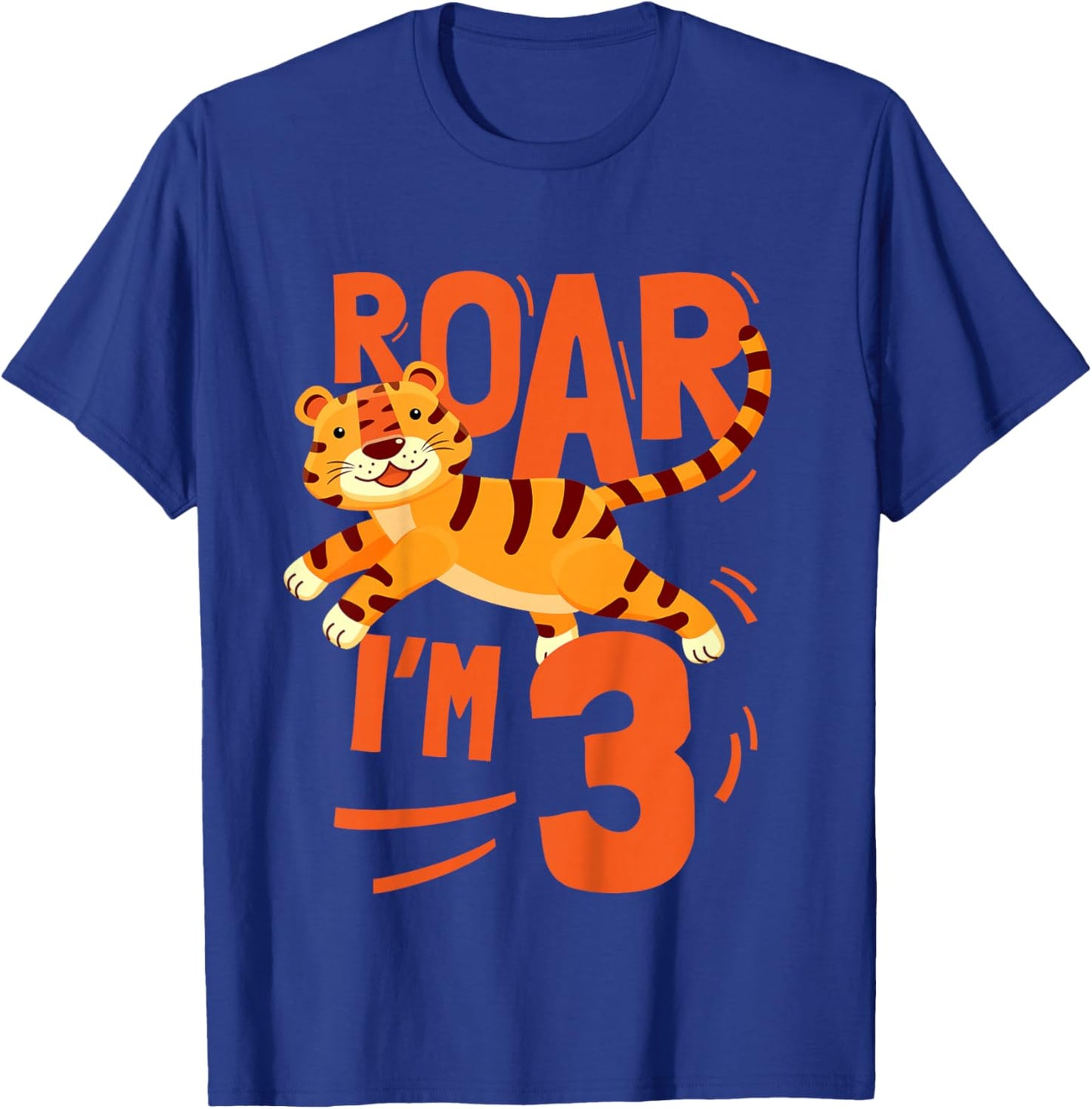 Kids Tiger 3rd Birthday Jungle Party Tiger Age 3 Wild Animal T-Shirt - T-Shirt | Royal