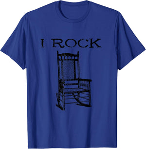 I Rock Rocking Chair Funny Drummer Guitar Gift T-Shirt - T-Shirt | Royal